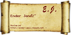 Ender Jenő névjegykártya